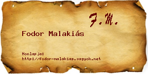 Fodor Malakiás névjegykártya